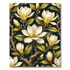 Elegant Cream Magnolia Botanical Branch Rug