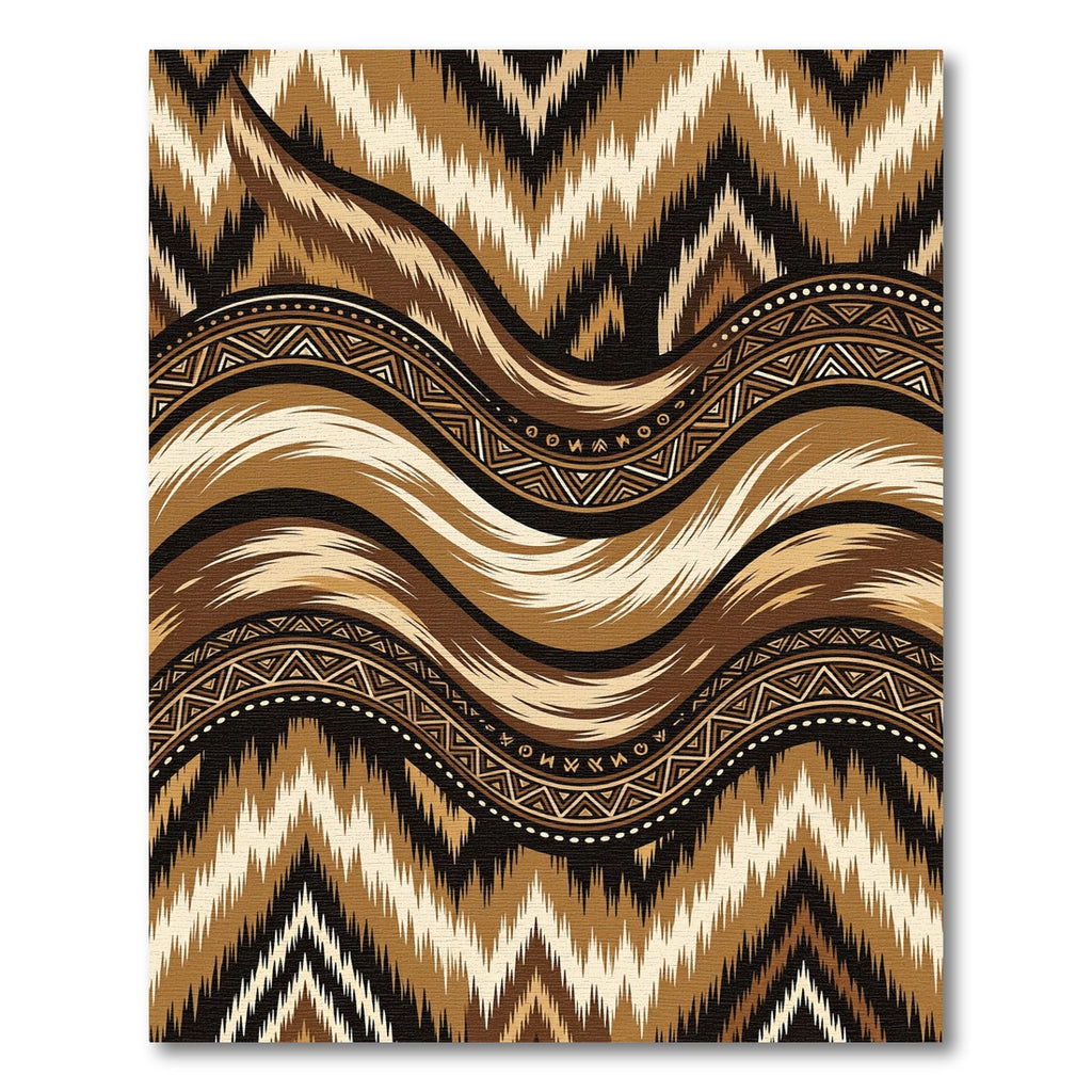 Tribal Earth Tone Ikat Wave Rug