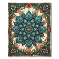 Teal Floral Medallion Accent Piece Rug