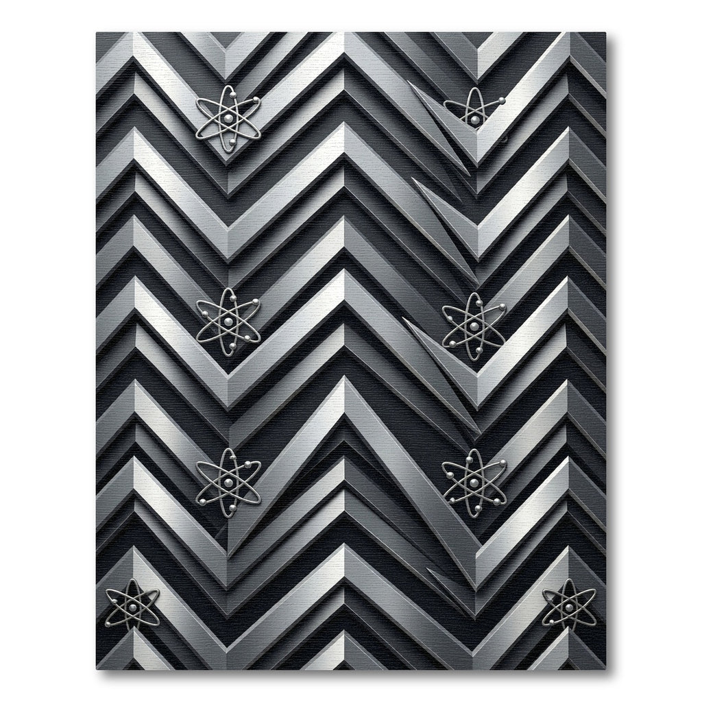 Metallic Chevron Atom Pattern Rug