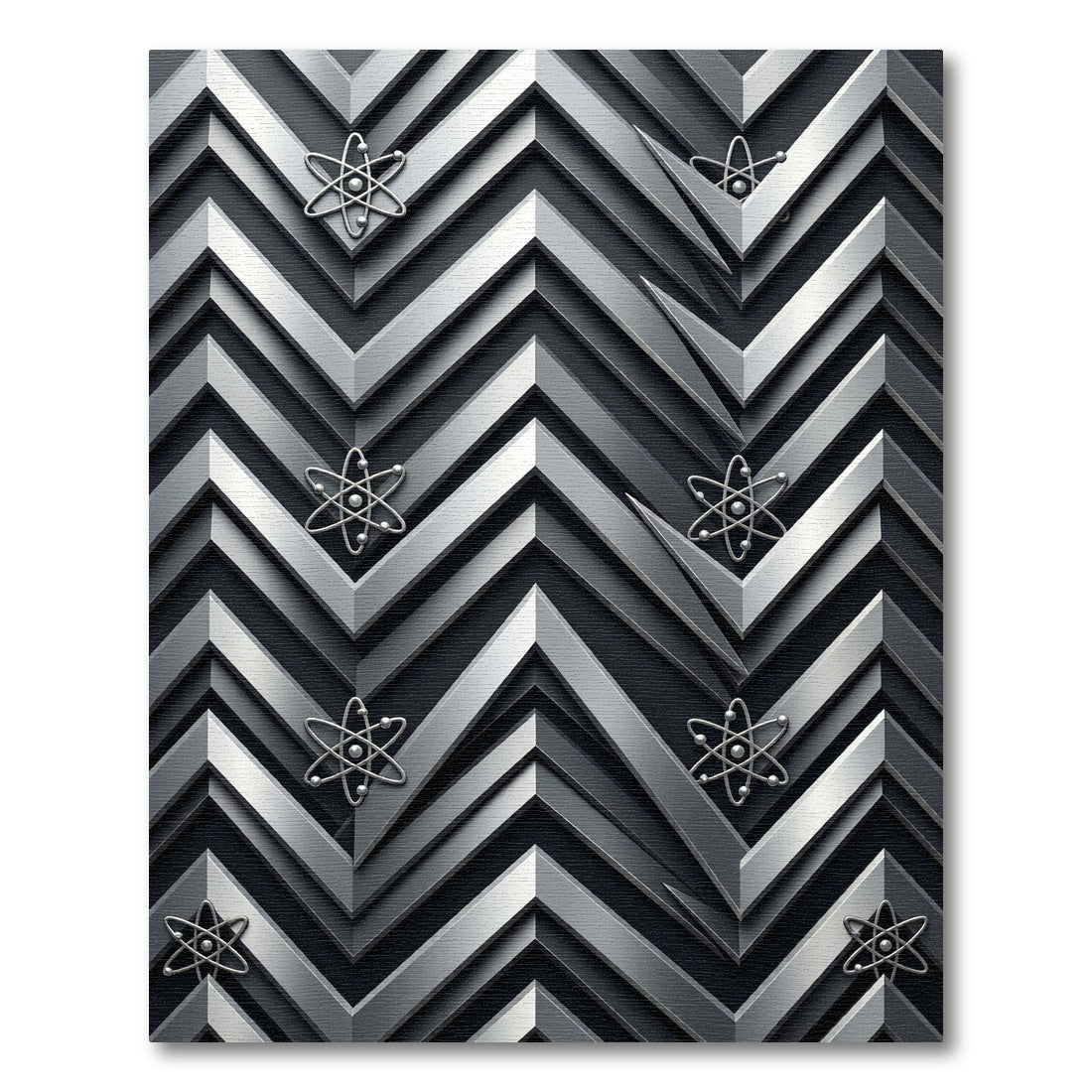Metallic Chevron Atom Pattern Rug
