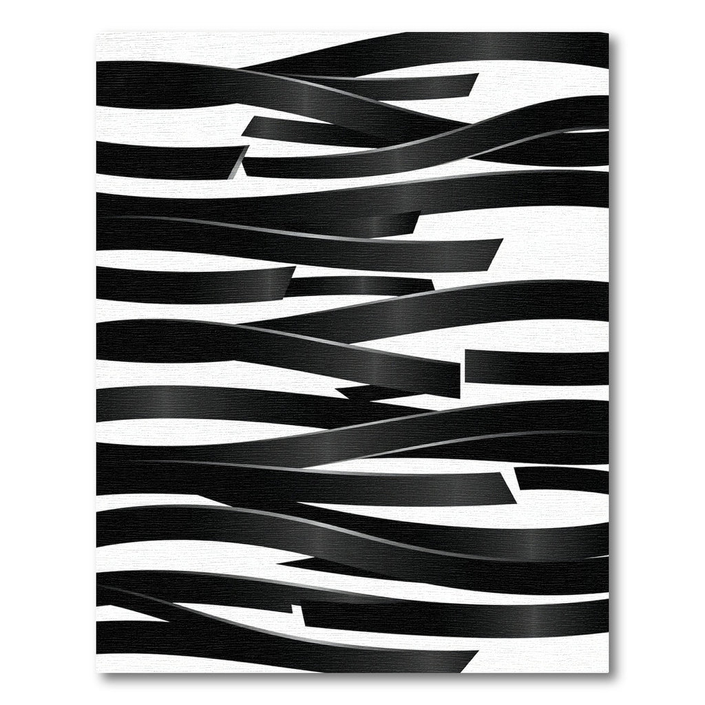 Black Wavy Ribbon Abstract Rug