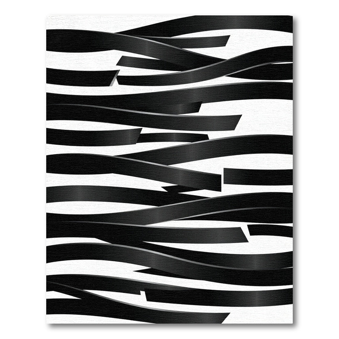 Black Wavy Ribbon Abstract Rug
