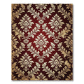 Deep Red Vintage Damask Floral Rug