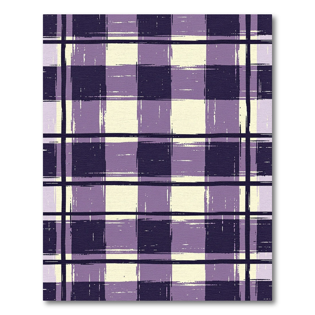Purple Cream Brushed Plaid Check Rug
