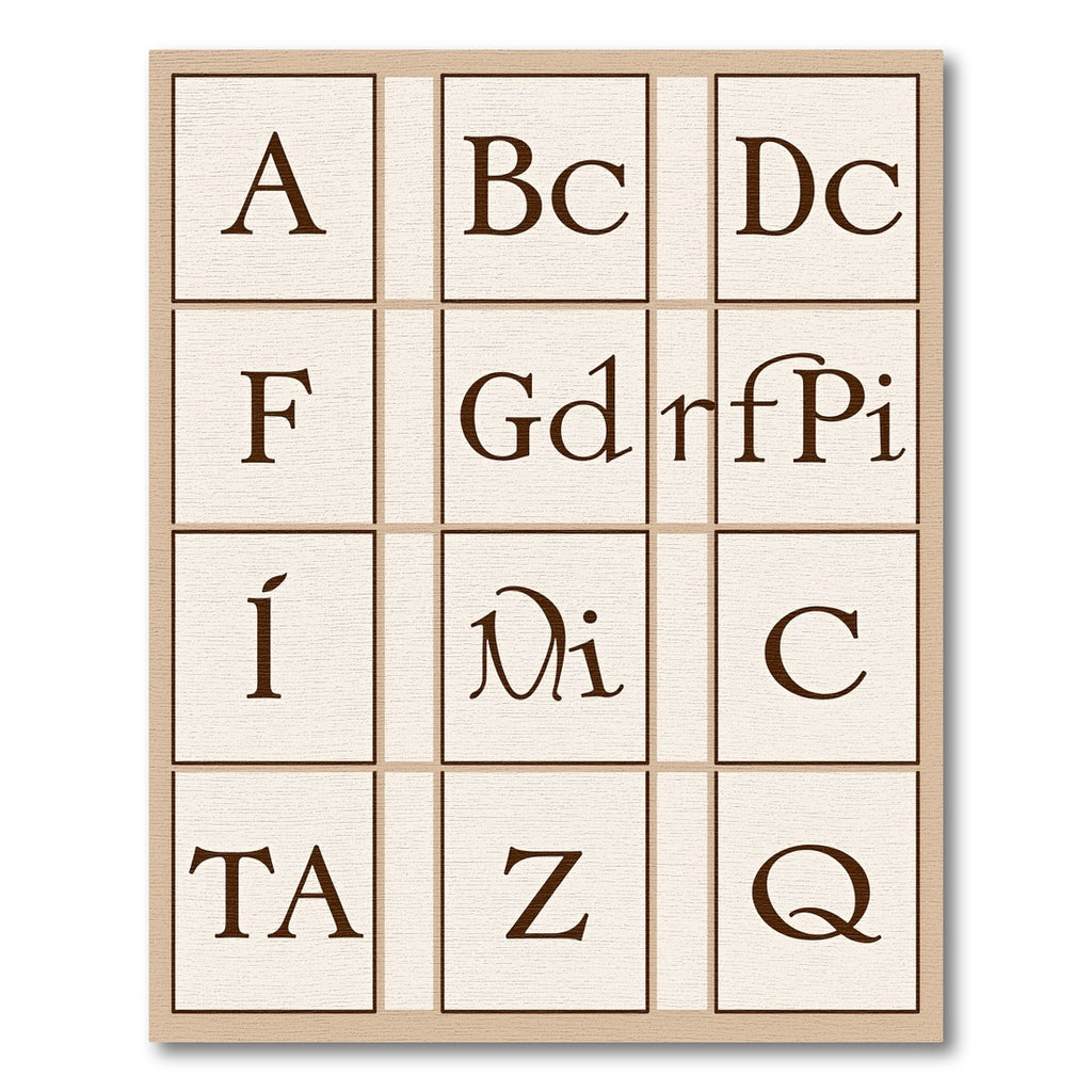 Alphabet Tiles Cream Brown Rug