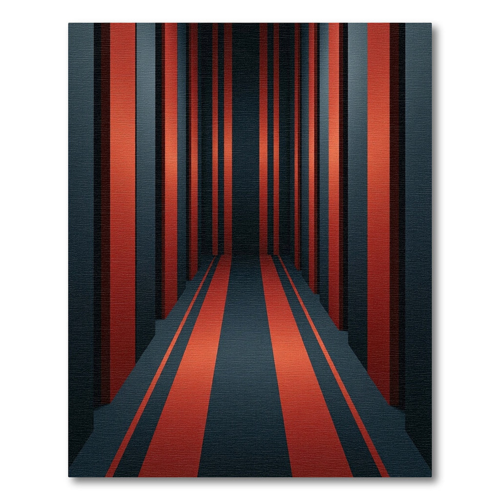 Modern Crimson Black Linear Corridor Rug