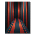 Modern Crimson Black Linear Corridor Rug