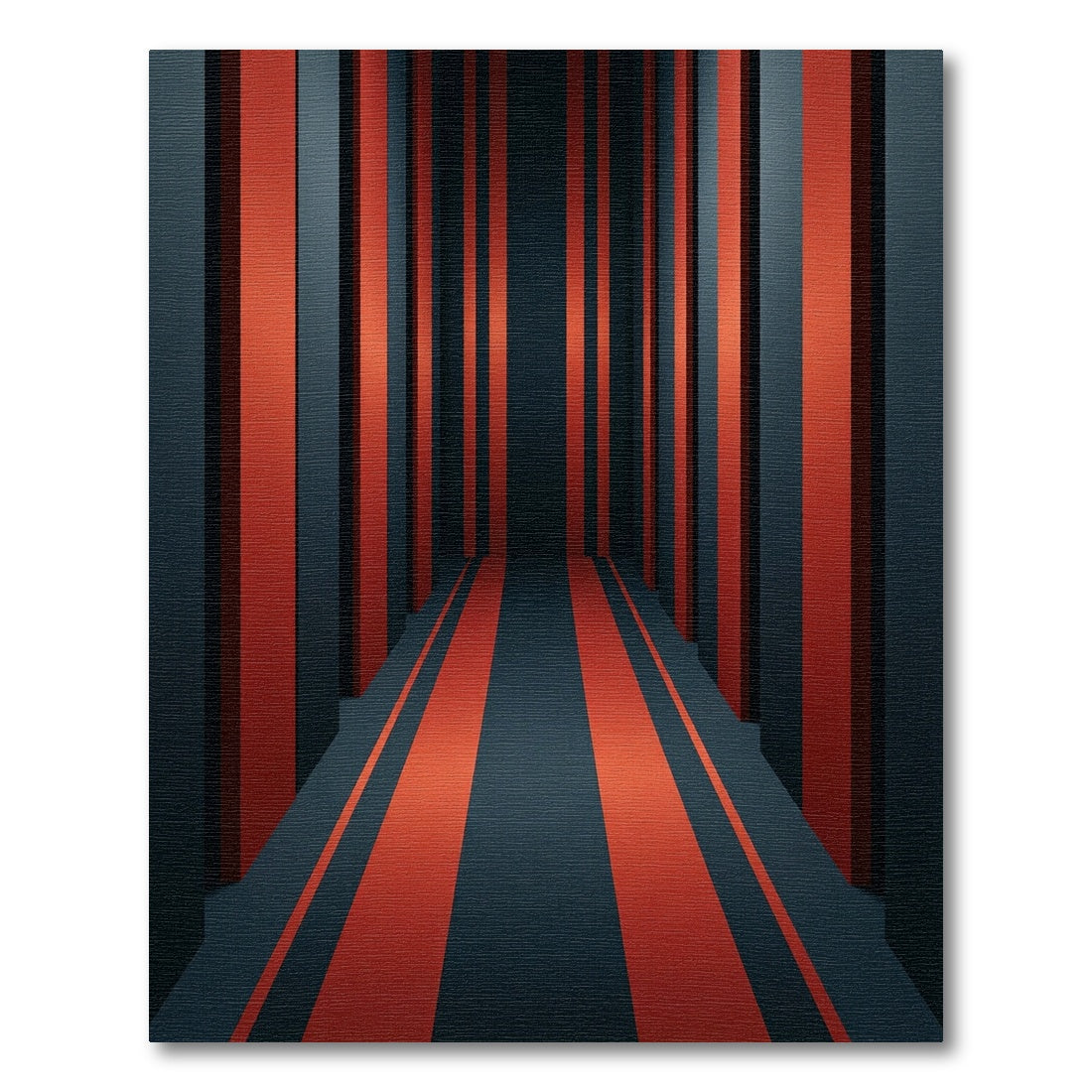 Modern Crimson Black Linear Corridor Rug