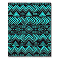 Cyan Neon Geometric Tribal Aztec Art Rug