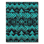 Cyan Neon Geometric Tribal Aztec Art Rug