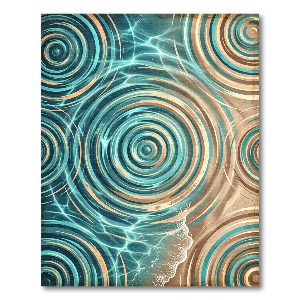 Aqua Teal Earth Tone Round Swirls Rug