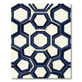 Modern Navy Blue Geometric Honeycomb Rug