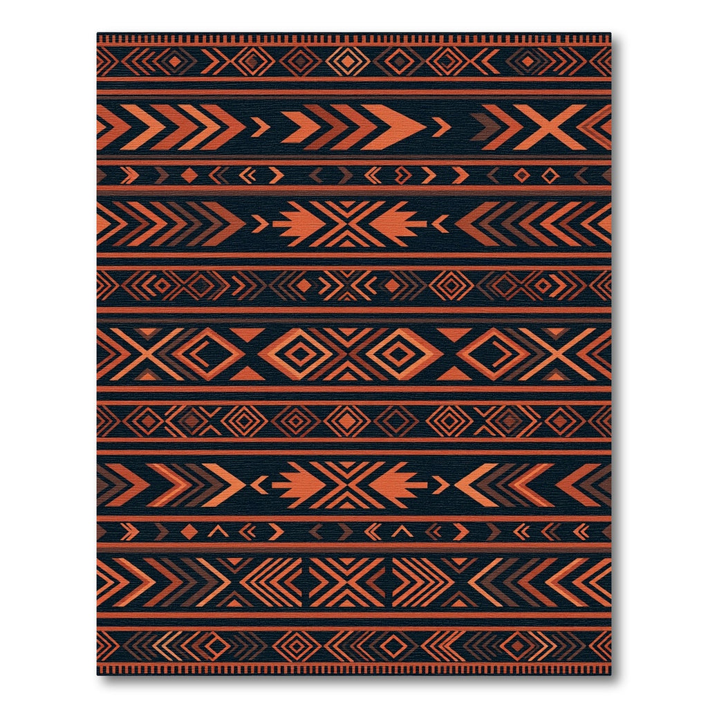 Bold Terracotta Geometric Aztec Inspired Rug