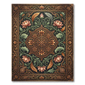 Ornate Bronze Lotus Floral Black Rug