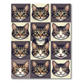 Cute Tabby Cat Grid Illustration Rug
