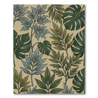 Green Blue Leafy Branch Foliage Rug