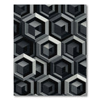 Monochrome Geometric Hexagon Illusion Rug