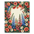 Coral and Blue Foxglove Garden Rug