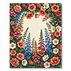 Coral and Blue Foxglove Garden Rug