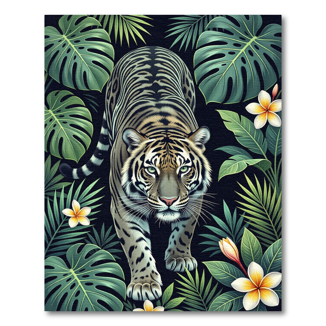 Majestic Tiger Tropical Jungle Floral Rug