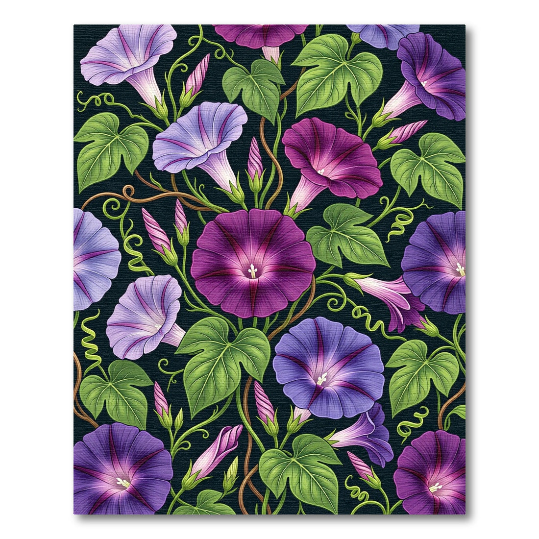 Vibrant Plum Morning Glory Vine Rug