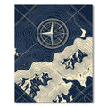 Navy Topographic Mountain Compass Art Rug