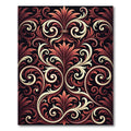 Elegant Crimson Cream Ornate Scrollwork Rug