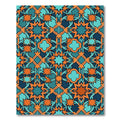 Teal Orange Geometric Star Mosaic Rug