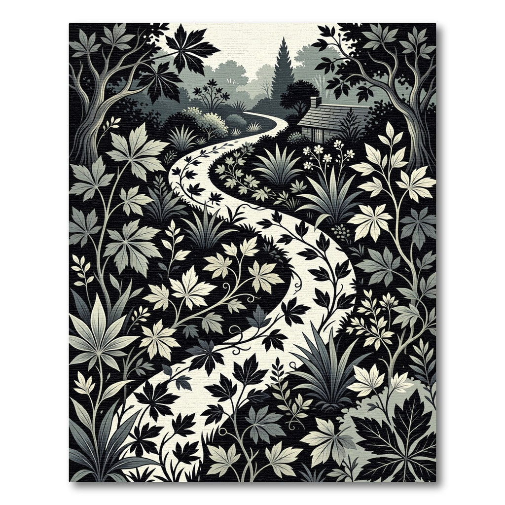Monochromatic Woodland Path Foliage Rug