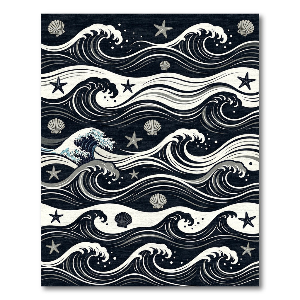 Japanese Ocean Wave Star and Shell Rug