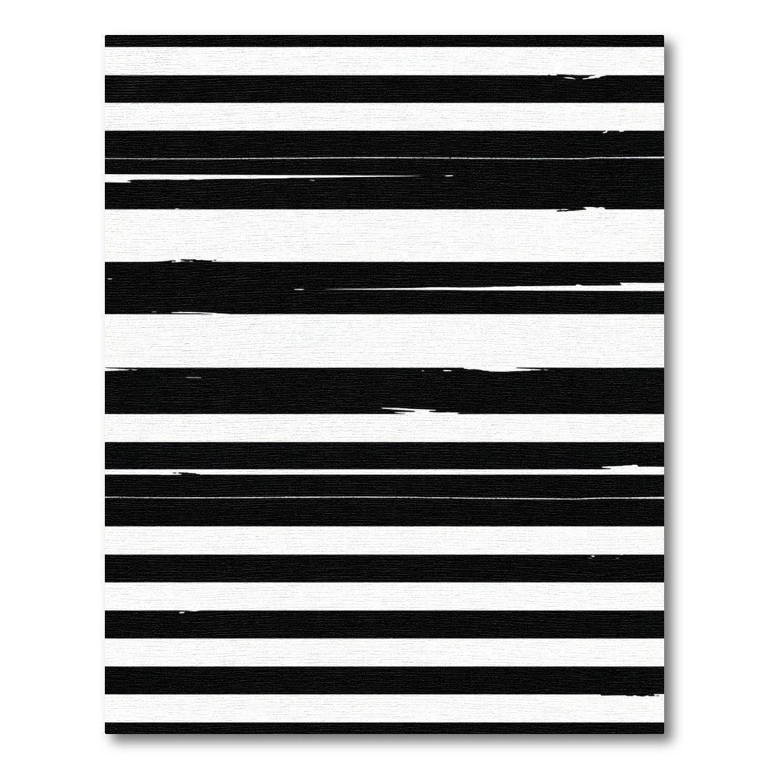 Bold Black White Brushstroke Stripes Rug