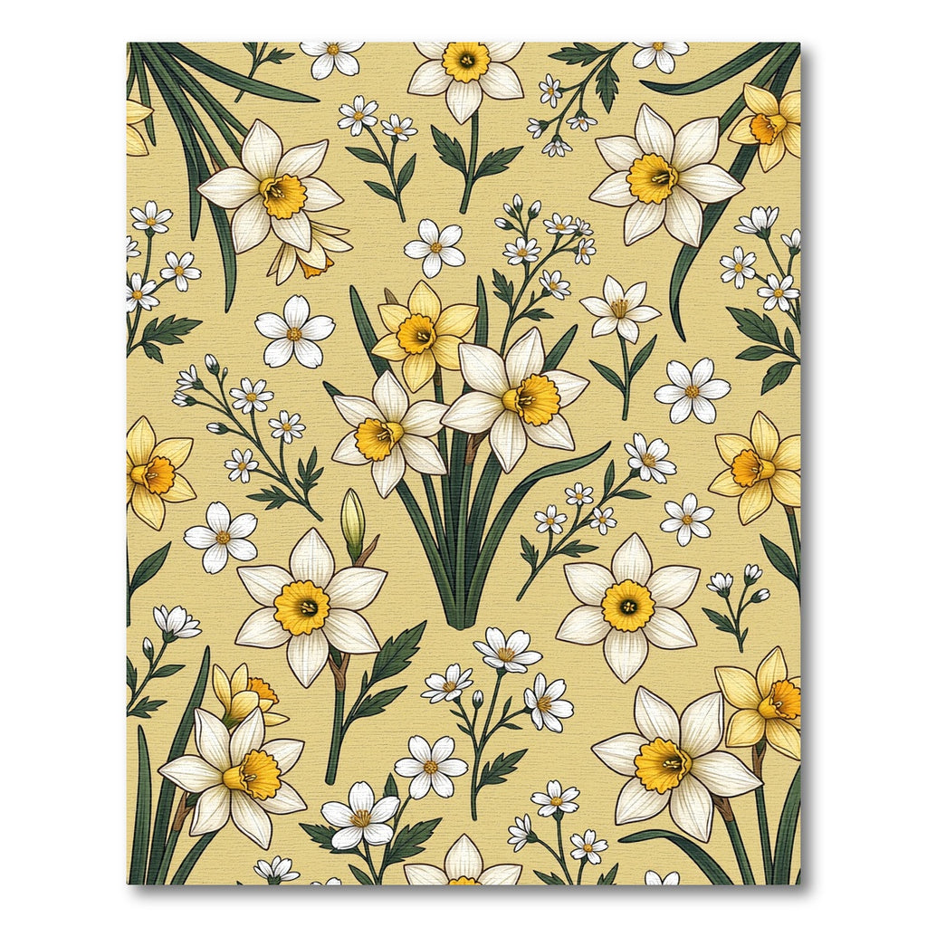 Golden Daffodil Floral Art Nouveau Rug