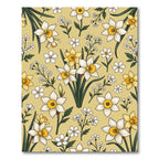 Golden Daffodil Floral Art Nouveau Rug