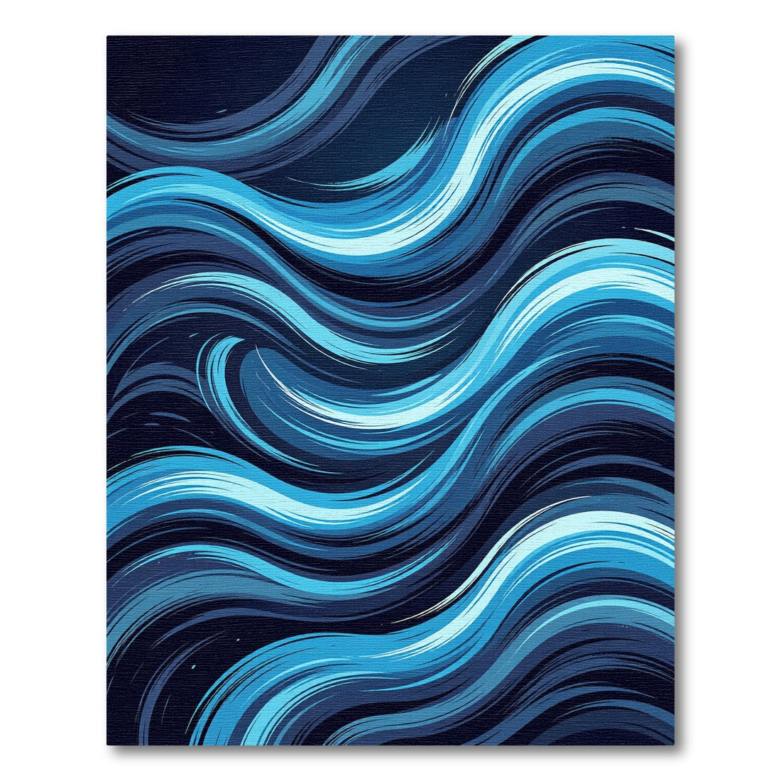 Deep Blue Oceanic Wave Strokes Rug