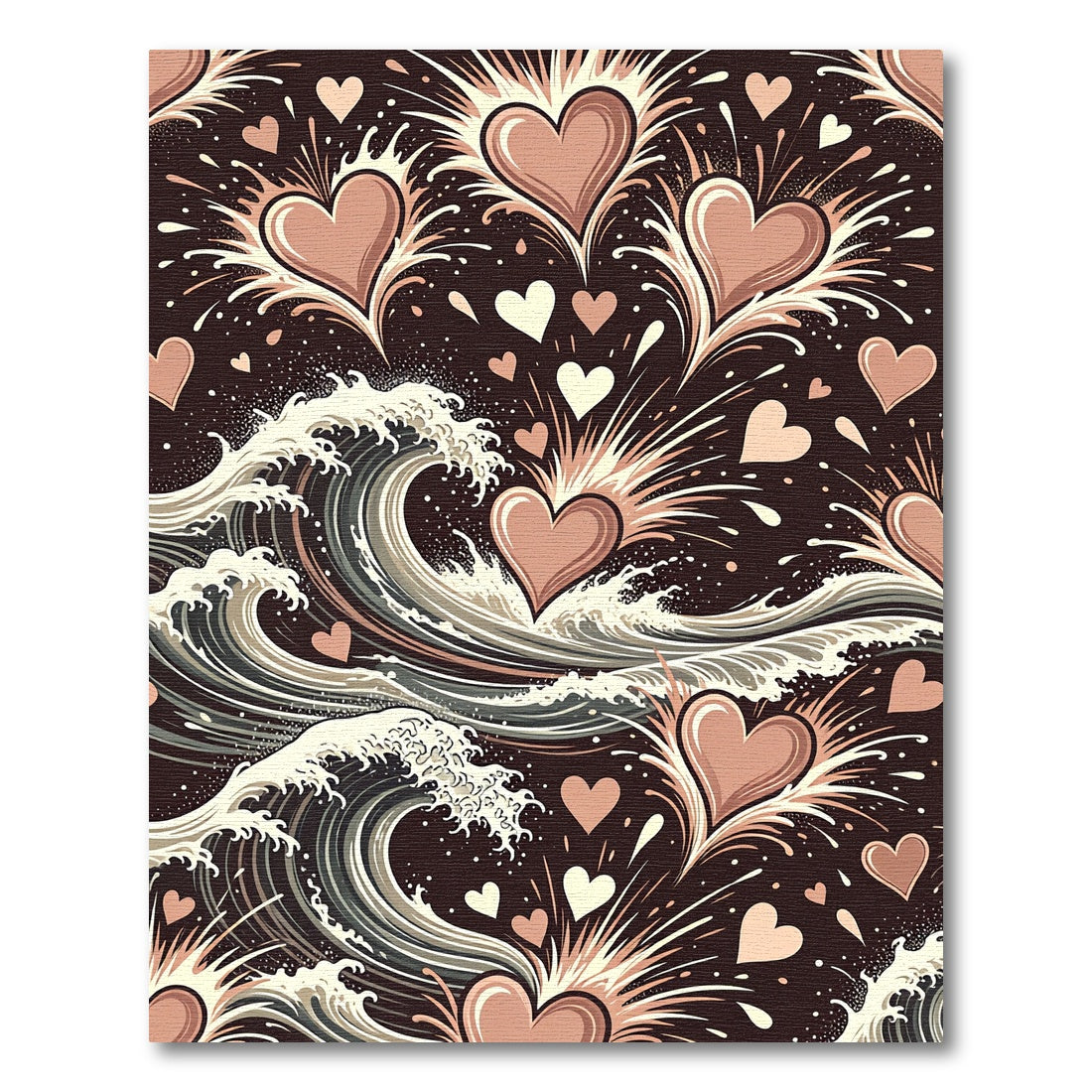 Pink Heart Wave Burst Rug