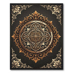 Ornate Golden Floral Medallion Background Rug