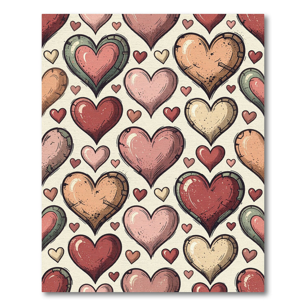 Whimsical Vintage Hearts Pastel Folk Rug