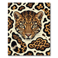 Bold Golden Leopard Face Abstract Rug