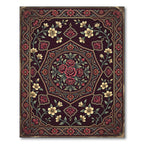 Earthy Burgundy Floral Hexagon Medallion Rug
