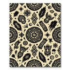 Tribal Masks Stars Feathers Sun Circles Rug