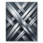 Modern Metallic Silver Intersecting Lines Rug