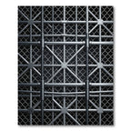 Industrial Silver Metallic Geometric Grid Rug
