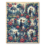 Romantic Victorian Floral Garden Couple Tapestry Rug