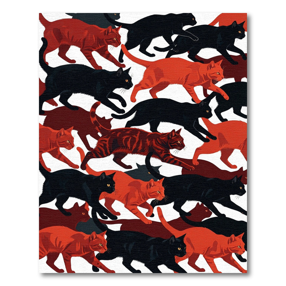Crimson Black Cats March Composition Rug