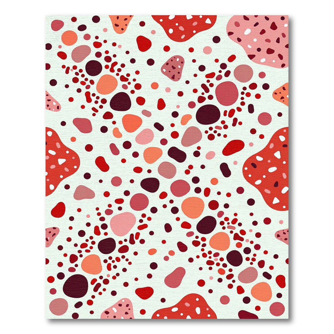 Vibrant Red Abstract Terrazzo Pebble Art Rug