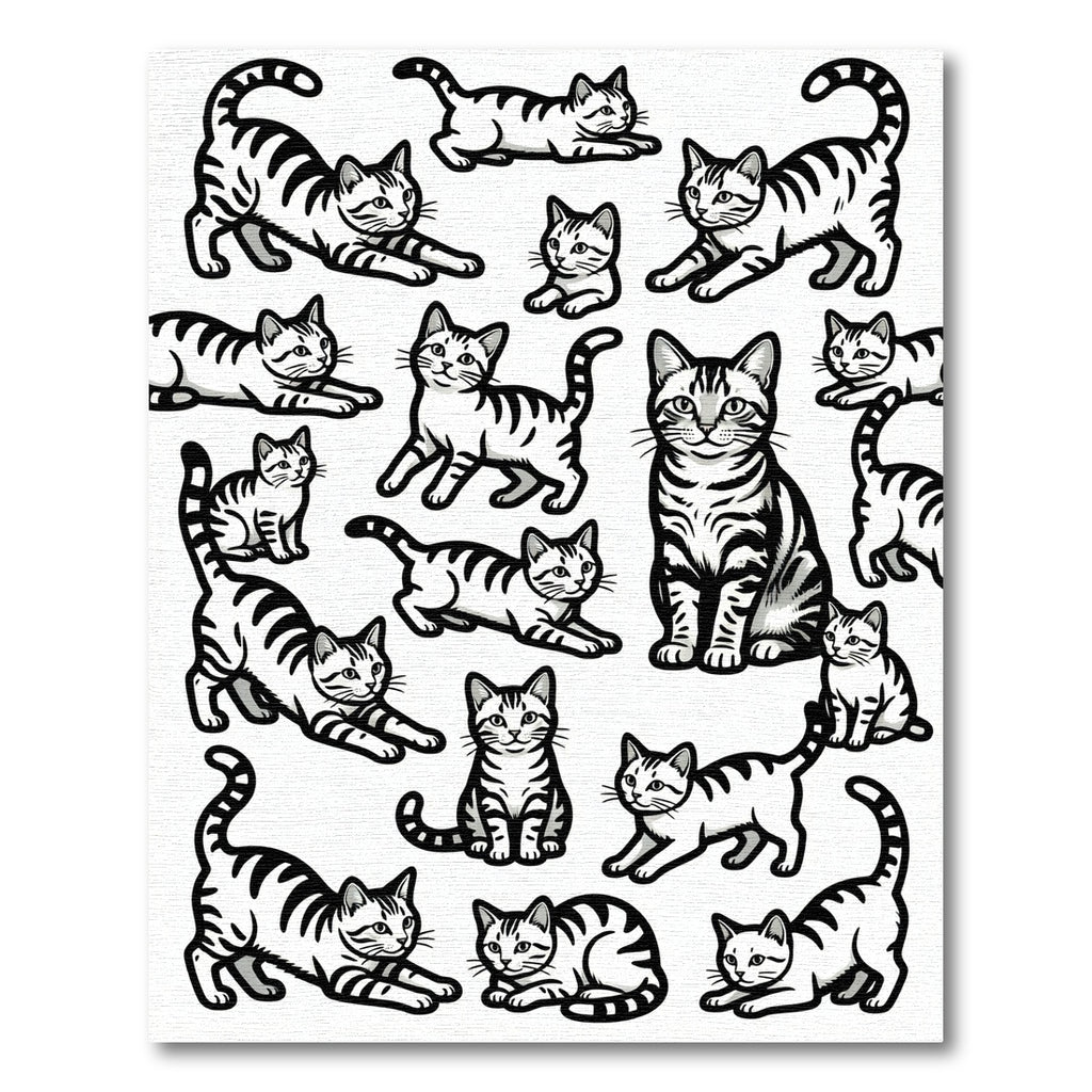 Whimsical Tabby Cat Collection Rug