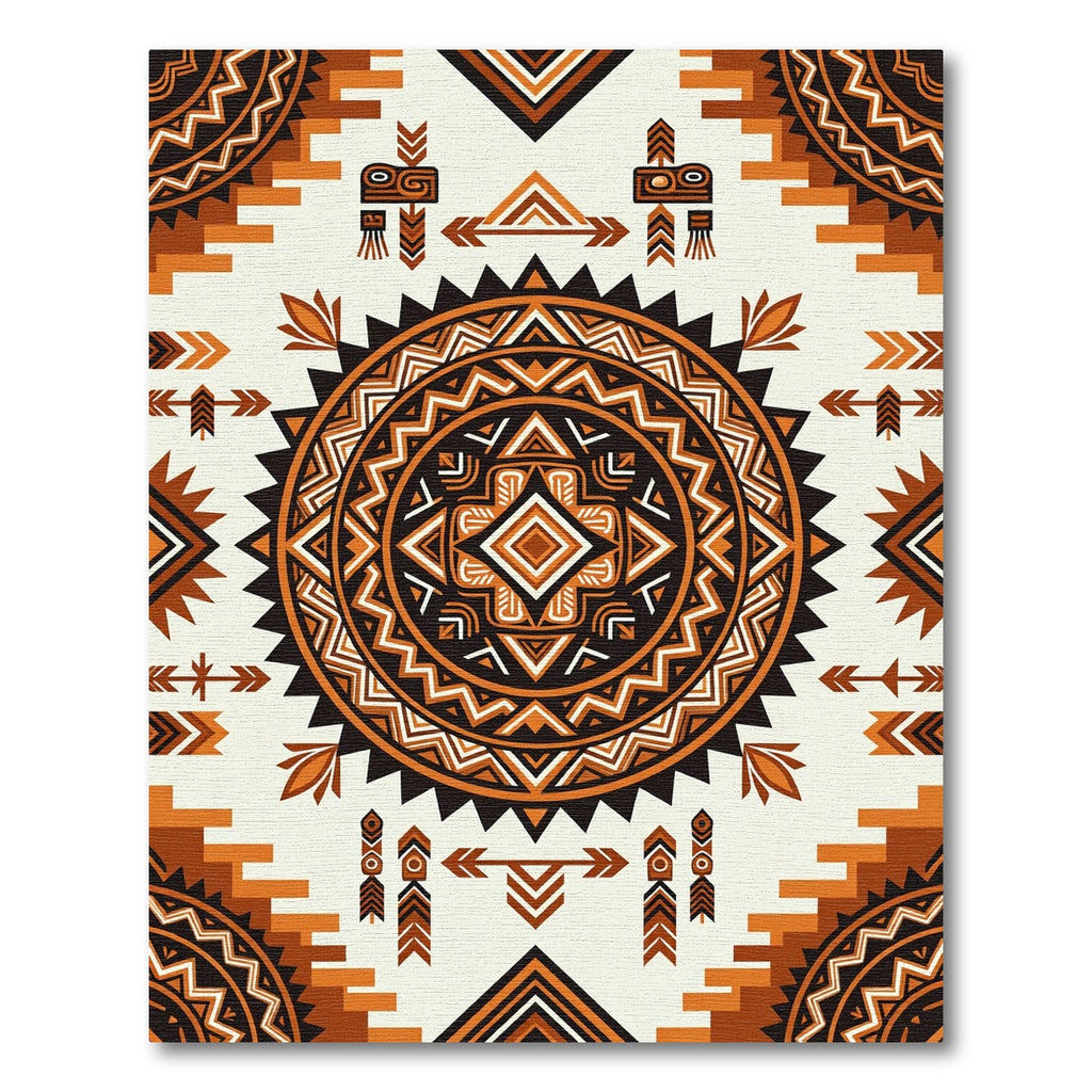 Earthy Geometric Sun Tribal Medallion Rug