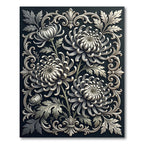 Monochromatic Chrysanthemum Scrollwork Garden Rug