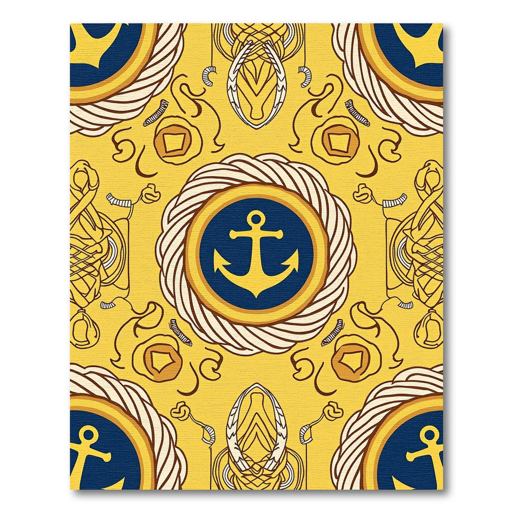 Yellow Navy Anchor Rope Medallion Rug
